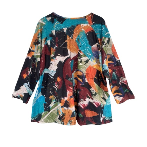 Jess & Jane 3/4 Sleeve Flannel Tunic Top NWT - Picture 2 of 5